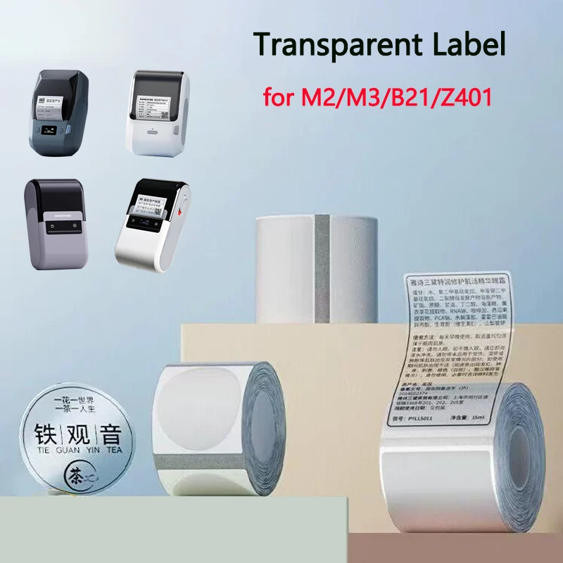 Niimbot M2/M3/B32/Z401 Transparent Label Self-adhesive Heat Transfer Printing Waterproof  Tear-resistant Clear Sealing Stickers