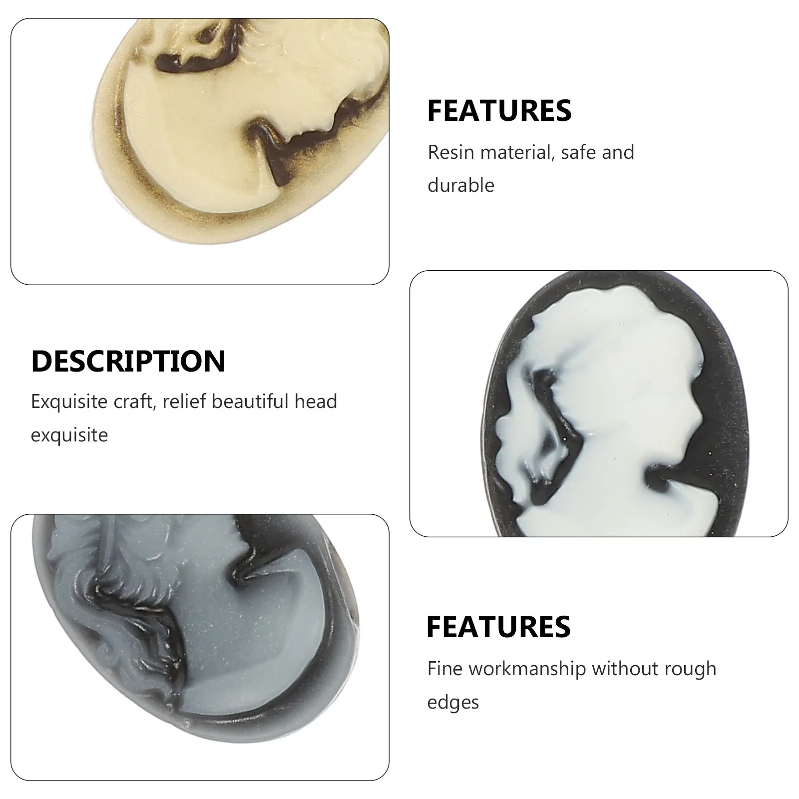 

48pcs Beauty Headwear Accessories Women Decorations Mold Premium Resin Cameo Cabochons Beads Jewelry Making Supplies Flat Back