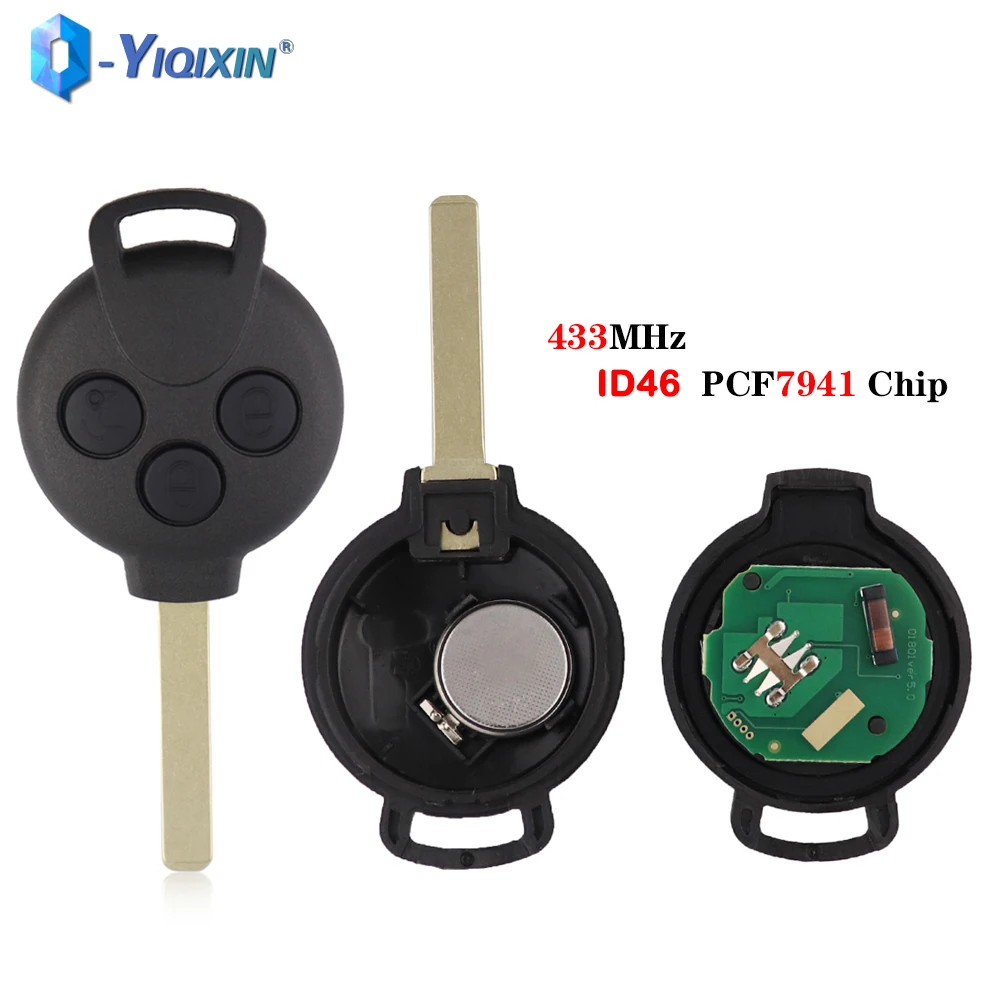 

YIQIXIN 433Mhz 3 Buttons Keyless Smart Control Remote Car Key For Mercedes Benz Fortwo 451 City Roadster Cabrio Coupe ID46 Chip