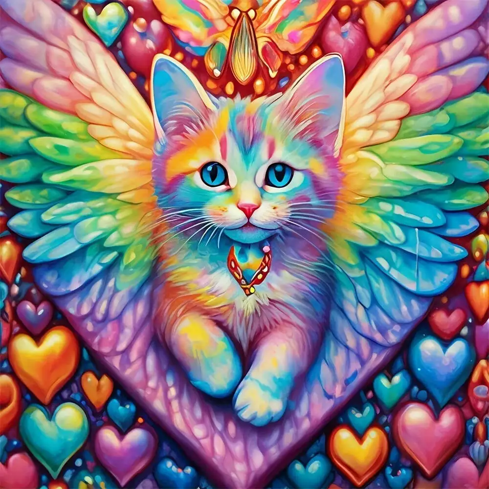 Neue Ankunft Diamant Mosaik Katze Tier DIY Stickerei Flügel Kreuz Stich Diamant Malerei Liebe Herz Handgemachtes Geschenk