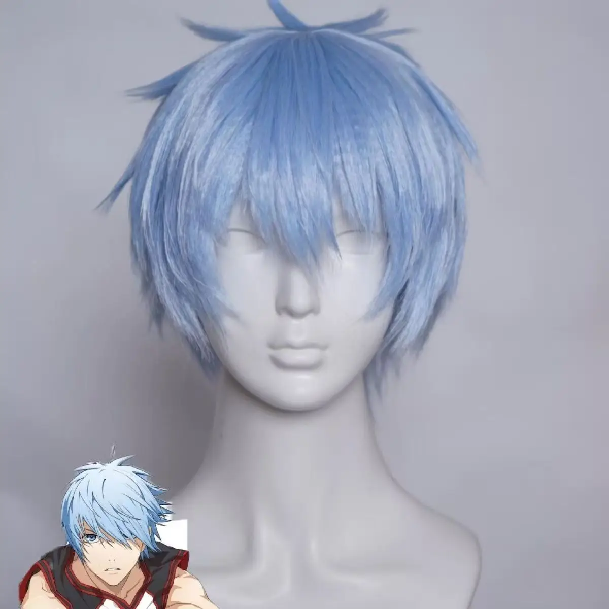 黒子テツヤ ブルーコスプレウィッグ ショートアニメヘア 男性用 黒子のバスケ ハロウィンコスチュームアクセサリー