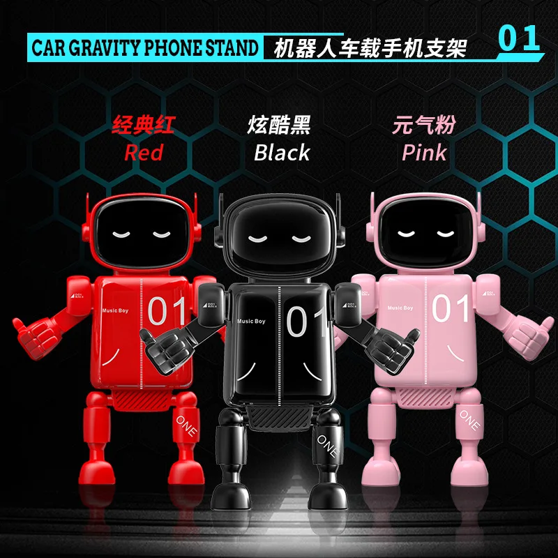 

Cartoon car phone holder creative car air outlet gravity type fully automatic robot model For Mitsubishi For Nissan For Peugeot