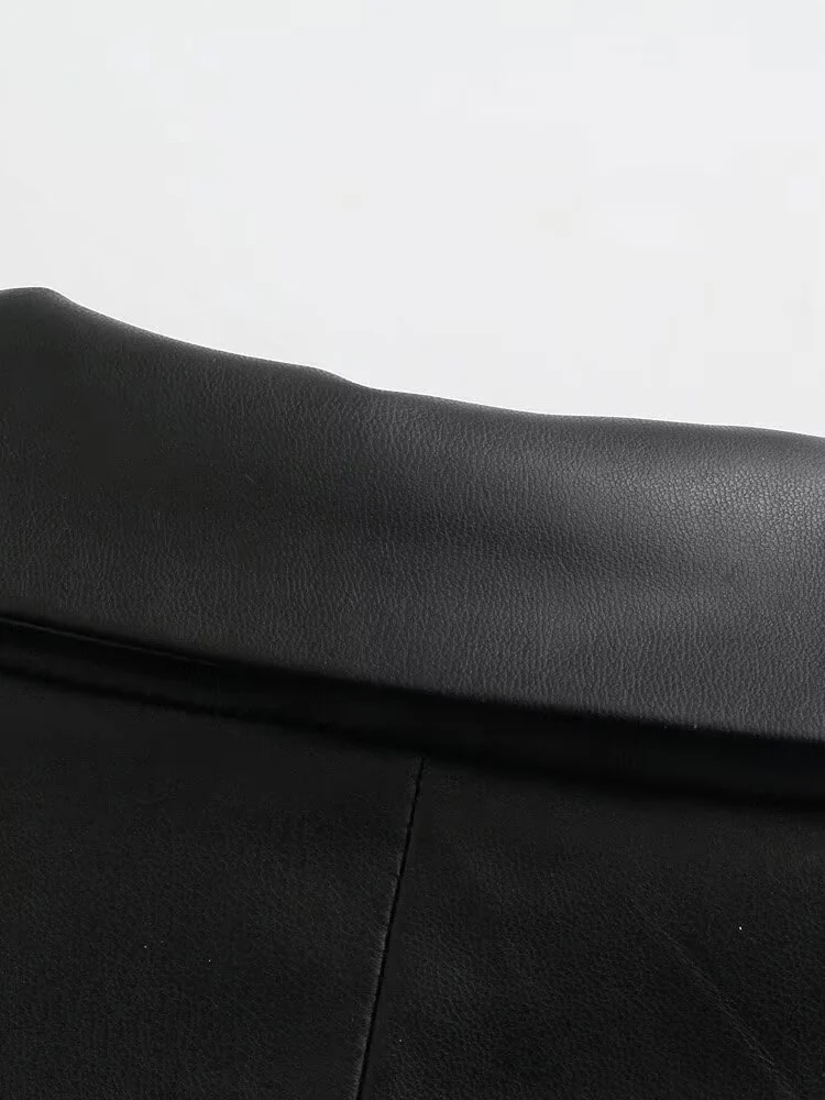 Europejska i amerykańska jesień, nowa moda damska, retro, casualowy temperament, prosty, prosty krój, imitacja skóry, żakiet.