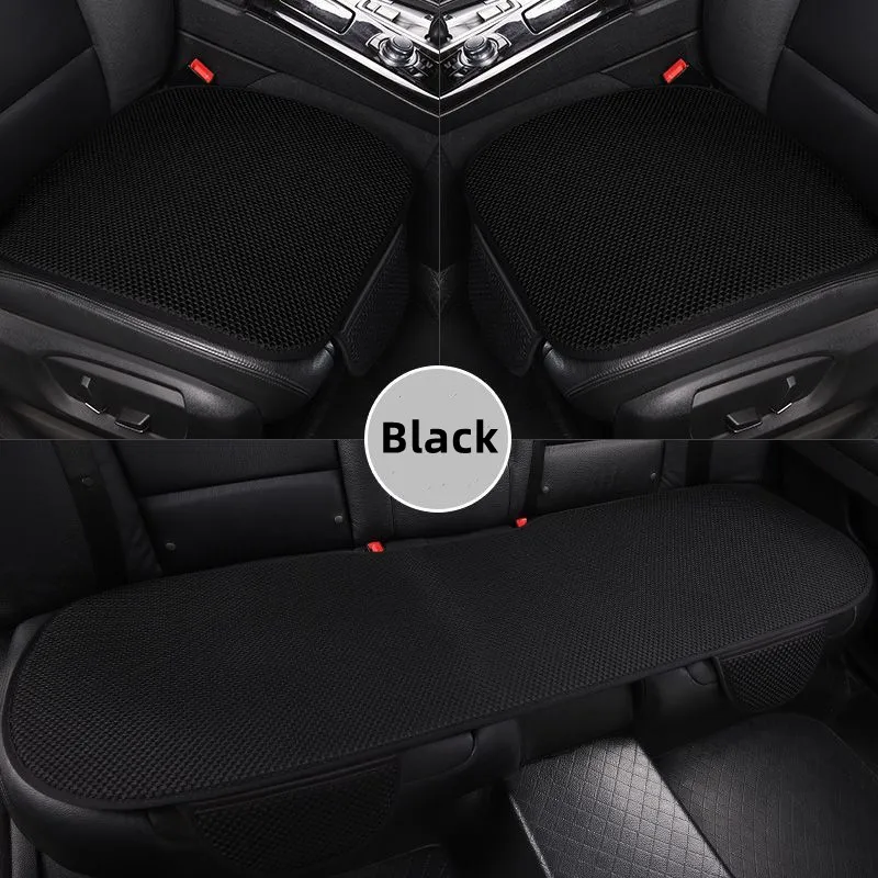 وسادة مقعد سيارة من الحرير الجليدي قابلة للتنفس، غير قابلة للانزلاق ومقاومة للاهتراء، غطاء مقعد سيارة من الحرير الجليدي بلون سادة، مناسب لمعظم السيارات #1