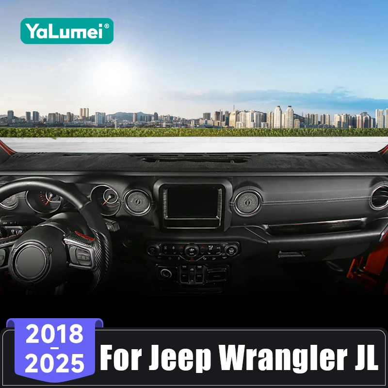 

For Jeep Wrangler JL 2018 2019 2020 2021 2022 2023 2024 2025 Car Dashboard Cover Sun Shade Mats Instrument Panel Carpets
