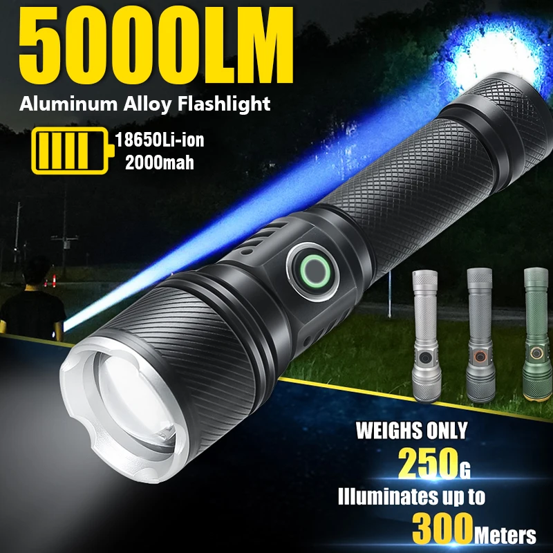 New Super Bright  White Laser Tactical Flashlight Long Range Zoom Torch Lamp Outdoor Camping Lights Aluminum Alloy Work Lantern