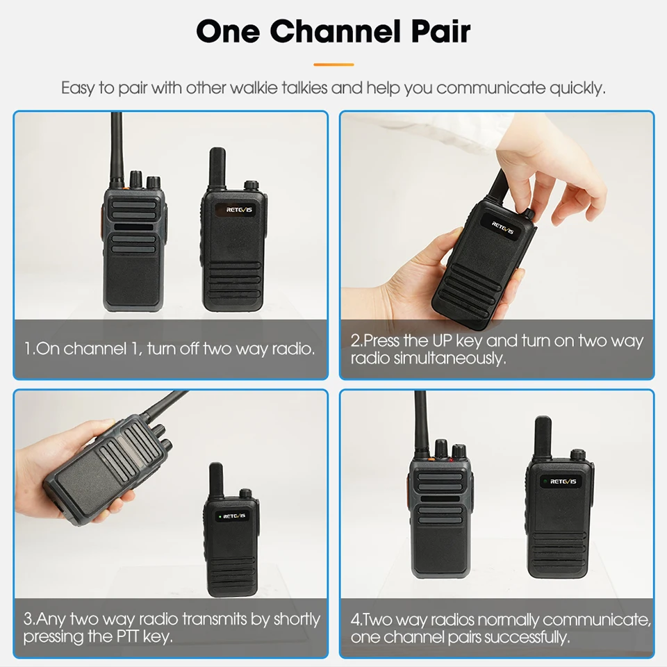Retevis RB647 IP67 Wasserdichtes Walkie-Talkie Professionelles PMR FRS Mini Zweiwege-Funkgerät USB-C-Ladung VOX für Surfen Kajak Camping – Detail 10