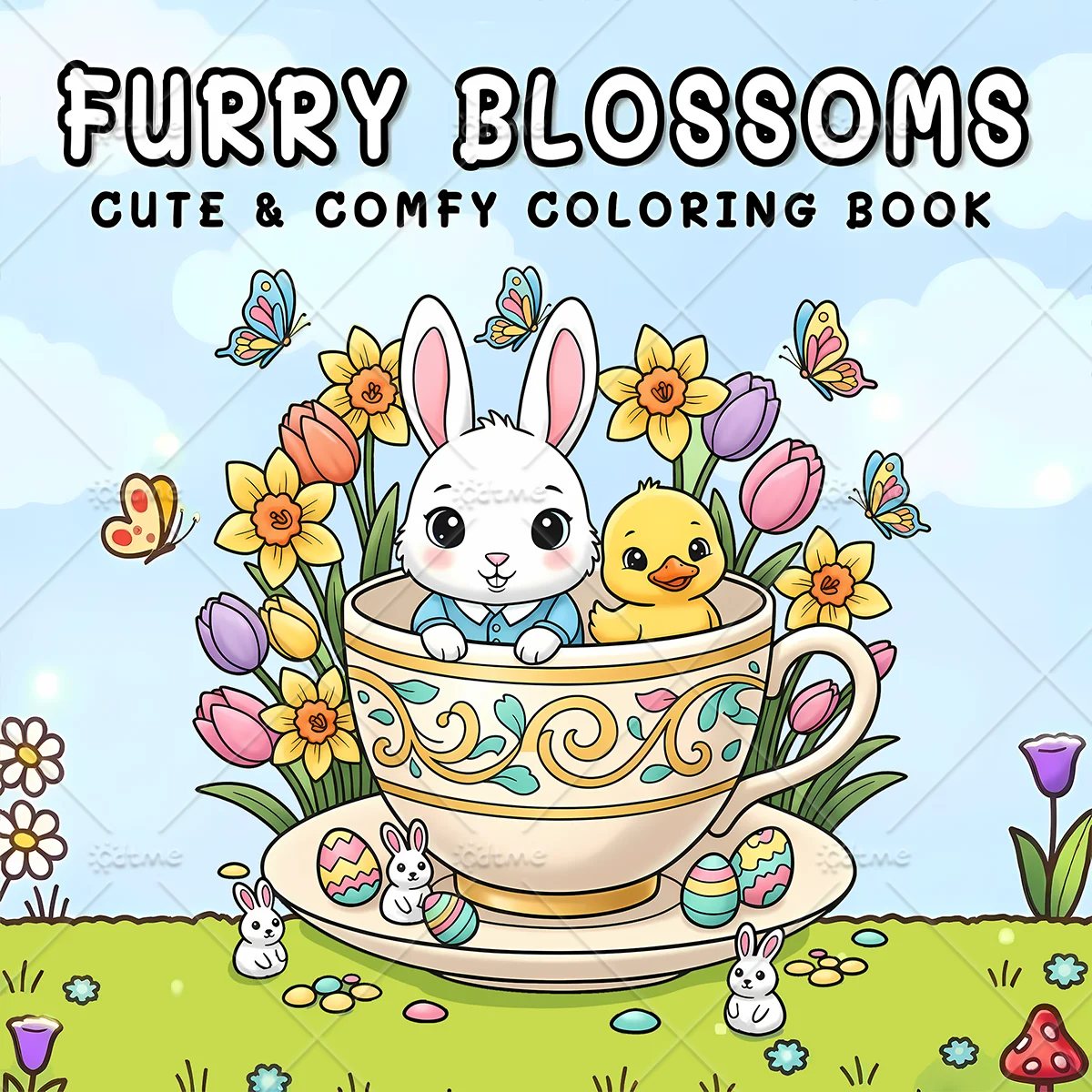 FURRY BLOSSOMS Bold-easy Patterns Coloring Book for Adults Cute Drawing Book Perfect Gift for Party and Birthday ﻿