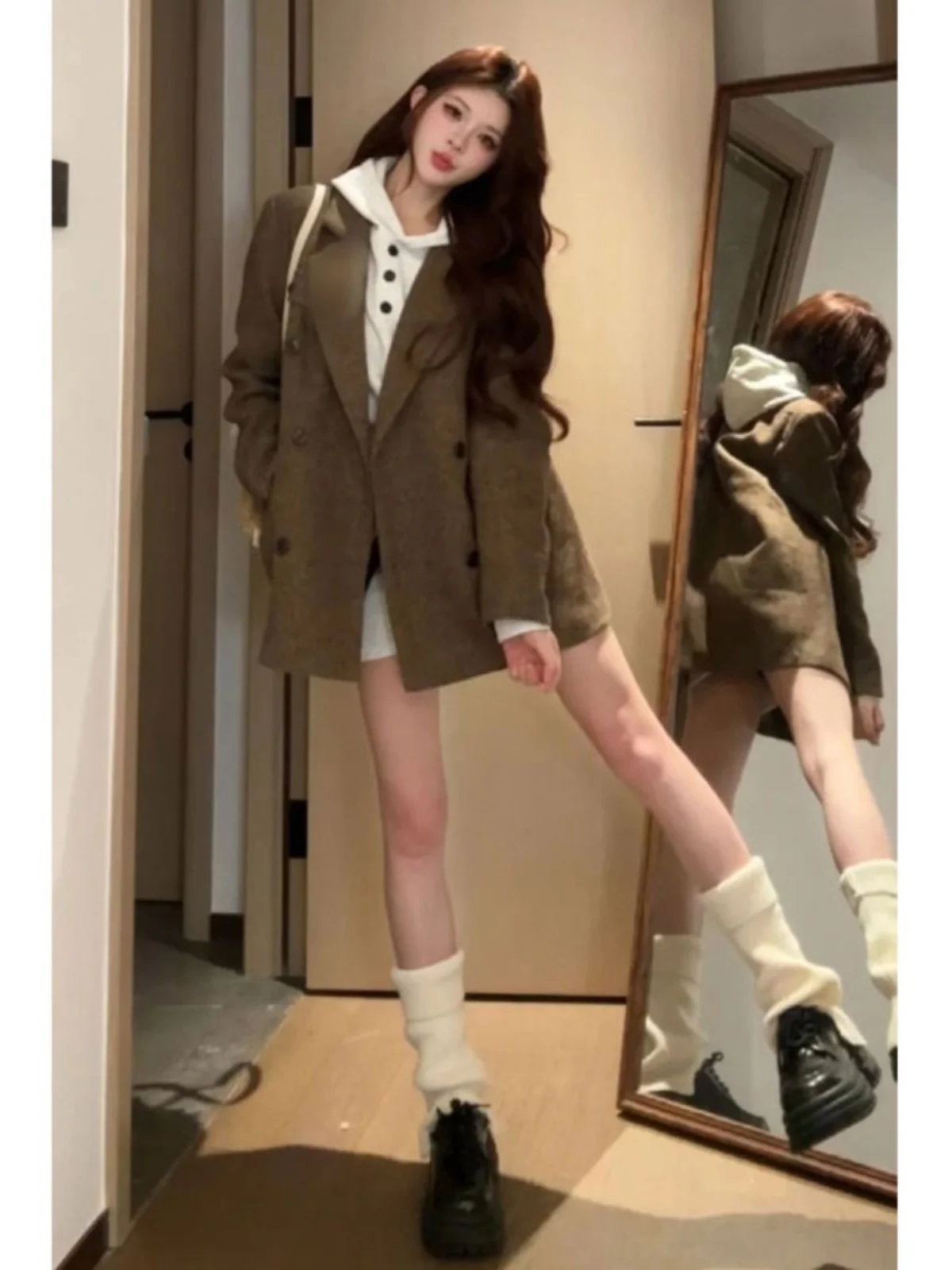 

Unique Korean Sle Tweed Suit Dr Two-Piece Set Ele Size Spring Faion Women's Commute Sle Loose Fit Long Sve