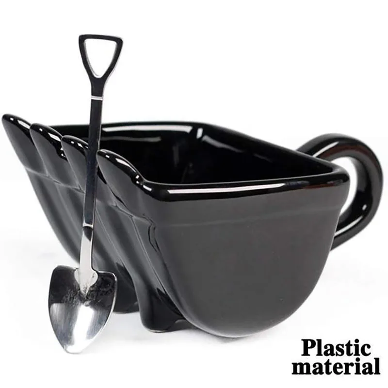 

Creativity Tea Cup Milk Coffee Mug 330ml Excavator Bucket Cup with Shovel Spoon Funny Digger Cake Container Birthday Gift