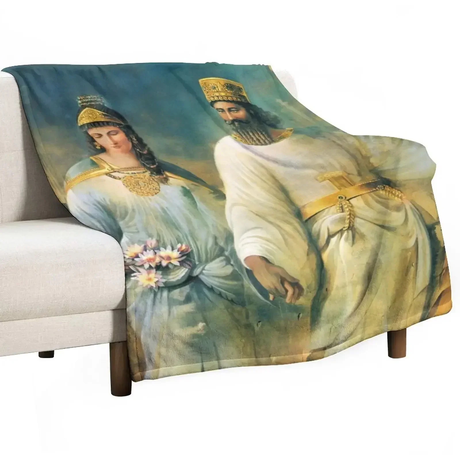 

Iranian King of Achamanade Era - Persian Throw Blanket Designers Furry Blankets For Sofas Blankets