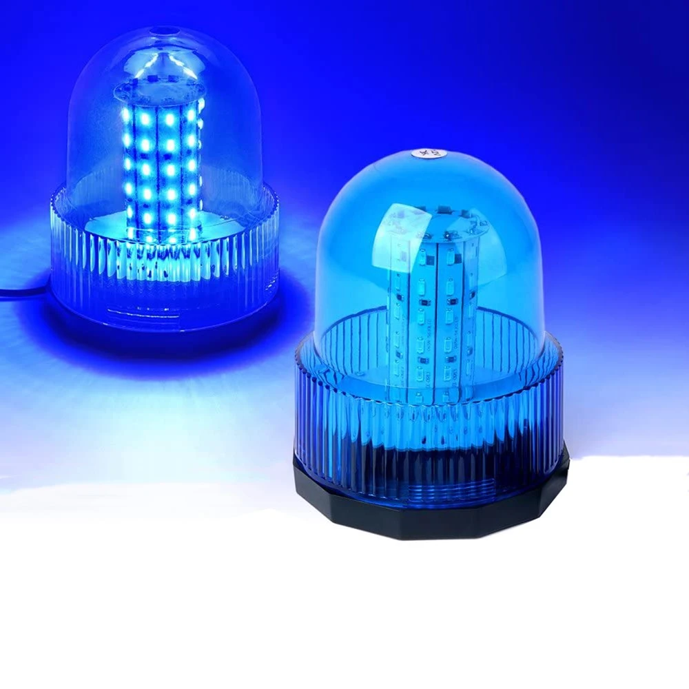 LED 12V 24V Red Yellow Blue Car Vehicle Police Beacon Light Rotating Emergency Warning Light, Amber Lens