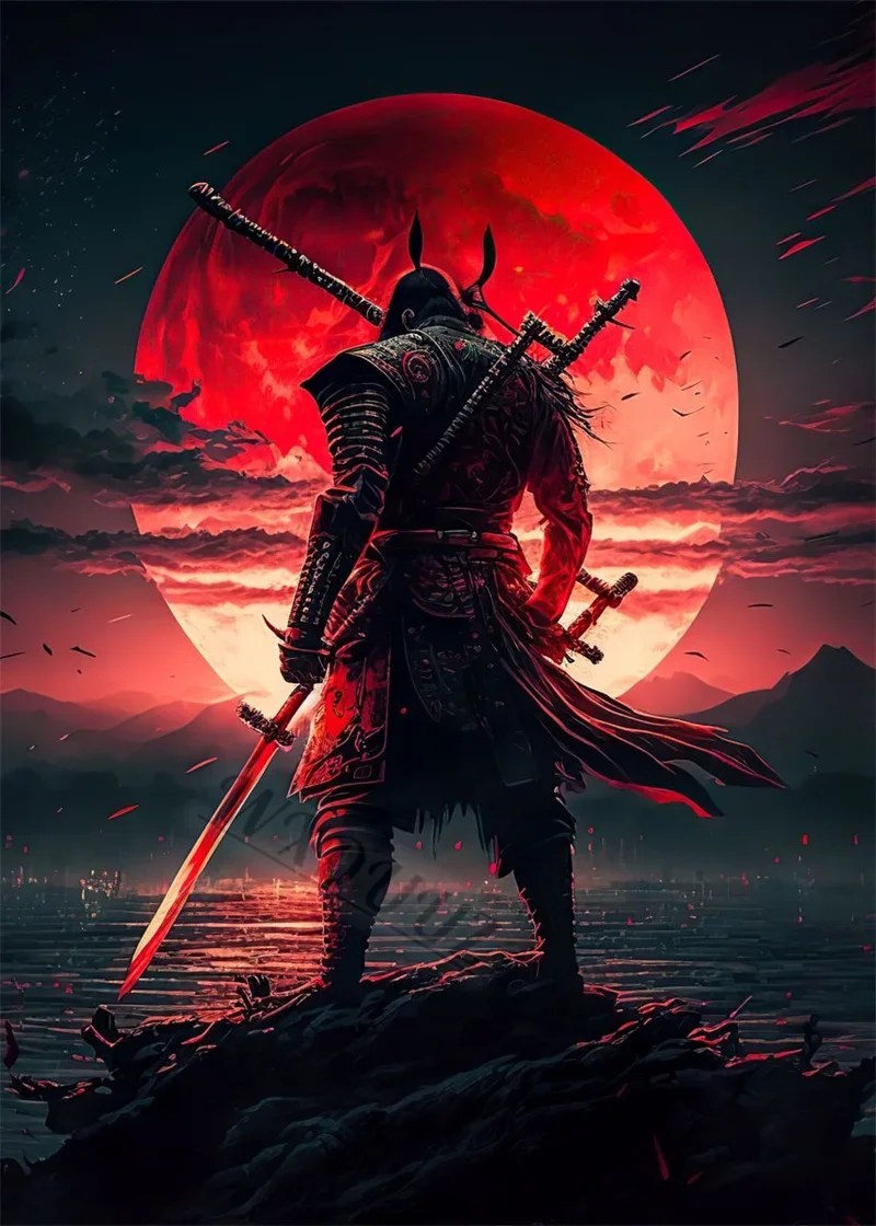 

Japanese Samurai 80s Vintage Style Art Home Decor Pictures For Bar Cafe Living Room Sofa Wall Canvas Painting Print Posters Gift