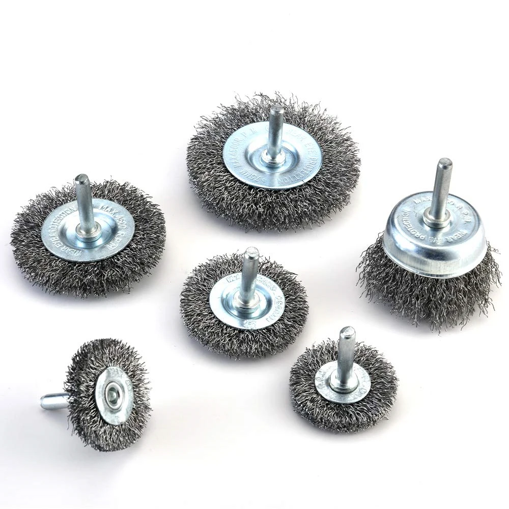 6pcs/set Wire Brush Wheel Cup Brush Set Wire Brush for Drill 1/4 Inch Arbor 0.0118 Inch Coarse Carbon Steel Crimped Wire Wheel