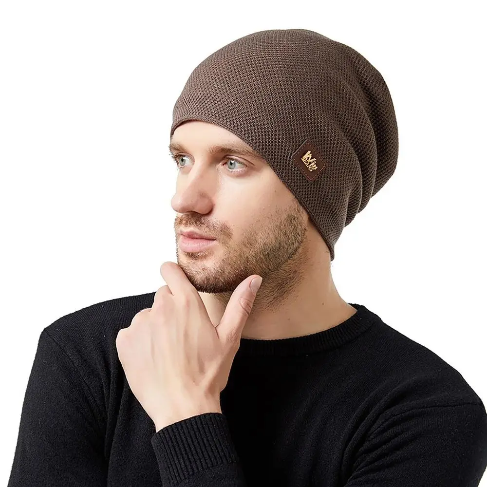 Fleecing Men\'s Knitted Hat Elastic Thickening Wool Winter Peaked Cap Ear Protection Woolen Hat Outdoor Cycling