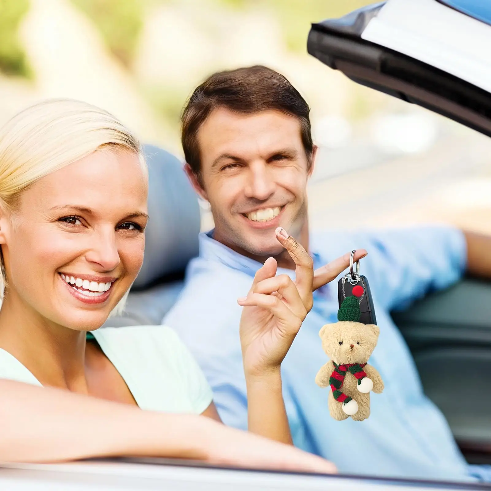 Pingente de pelúcia urso macio mochila ornamentos boneca de pelúcia pingente com cachecol e chapéu para crianças adultos meninos meninas aniversário formatura