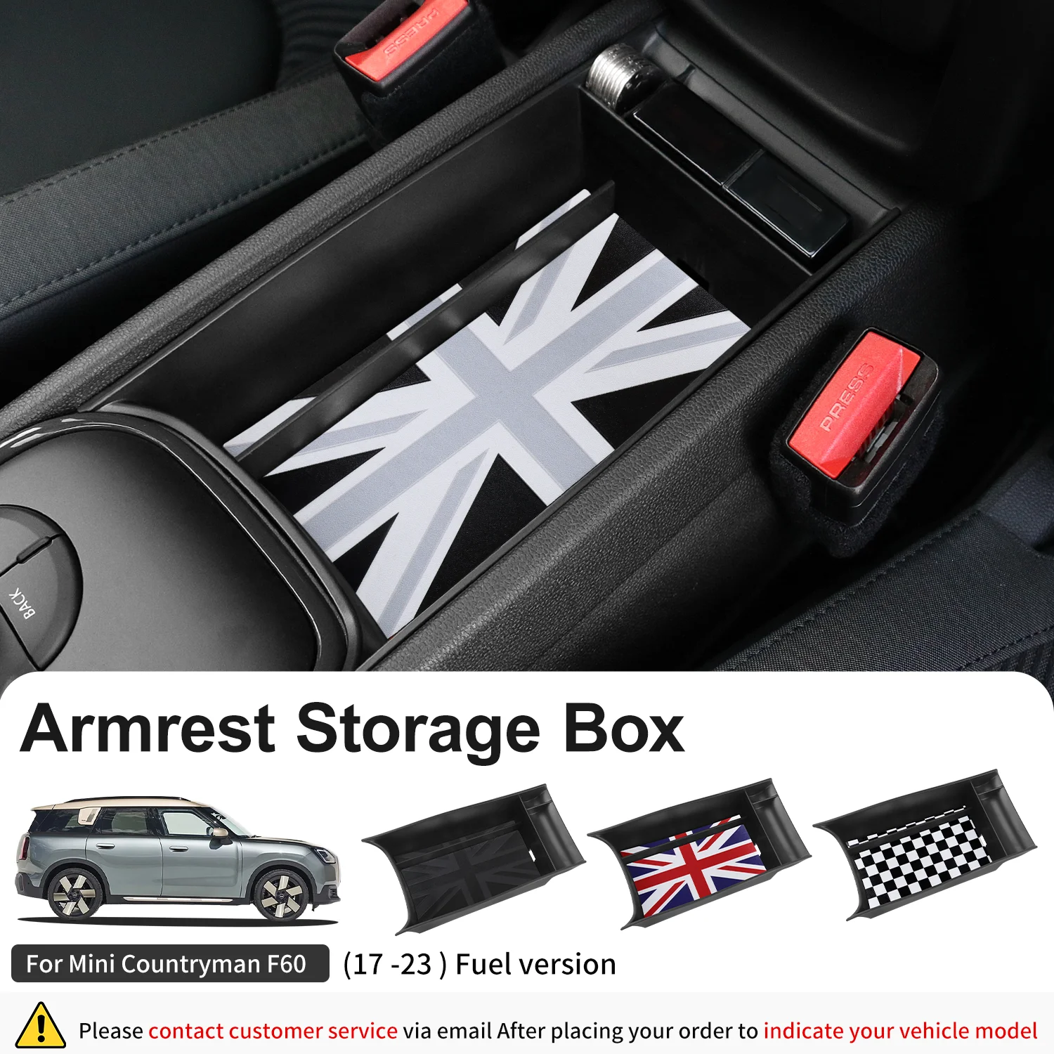 For Mini Countryman F60 2017-2023 Fuel Version Central Armrest Box Storage Box ABS Central Control Storage Box Car Accessories