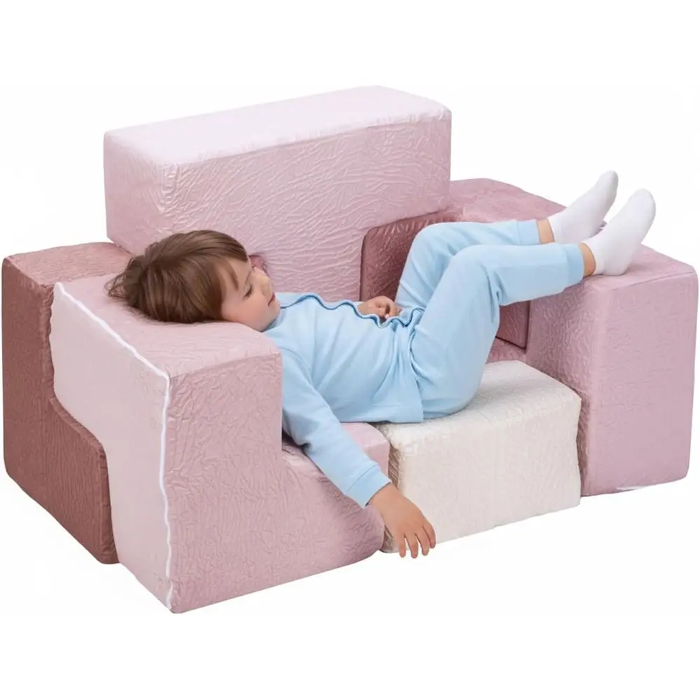 

Washable 7-Piece Foam Puzzle Chair for Kids, Encouraging Creativity in Playrooms and Bedrooms (Pink)