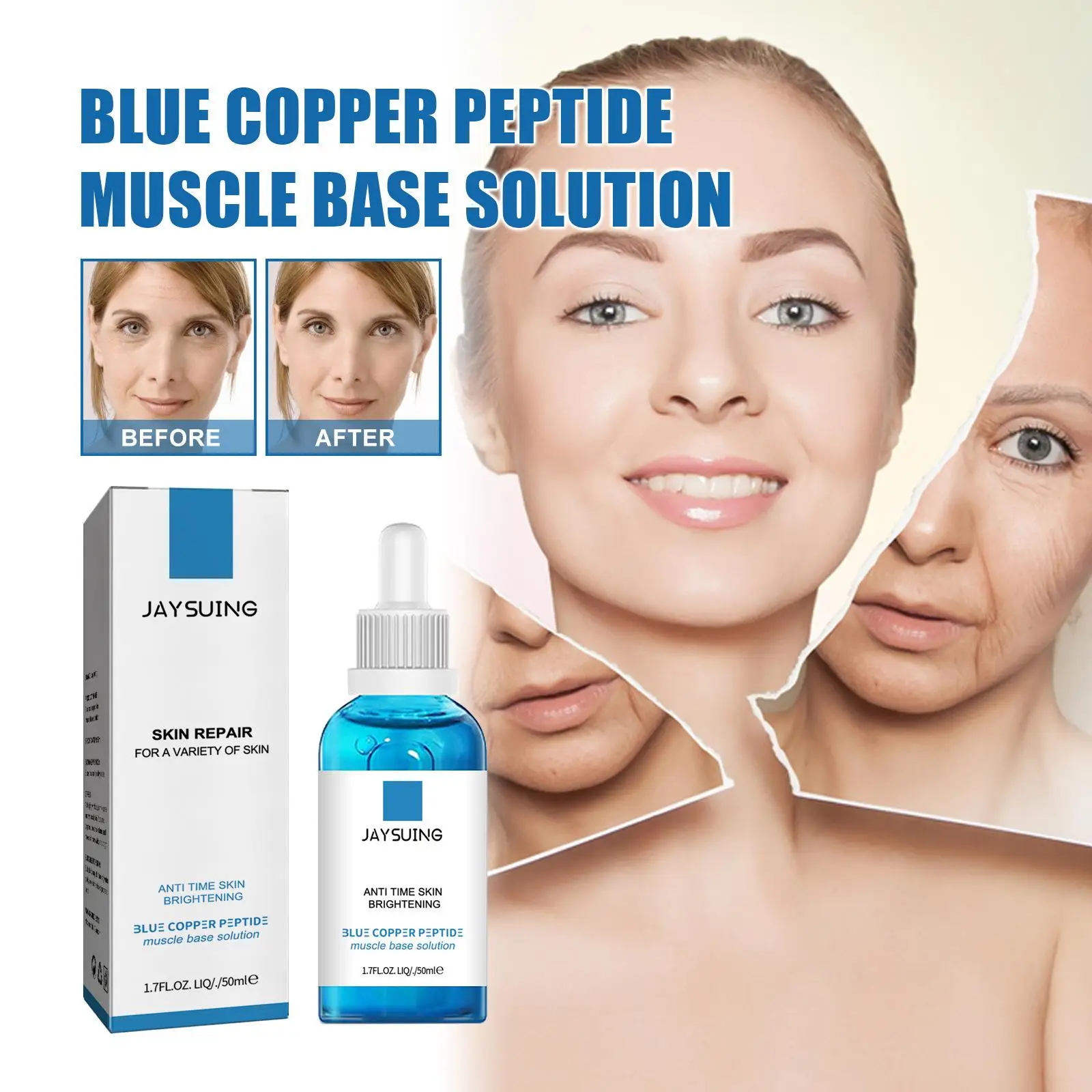 50ml Anti-Aging Face Serum Blue Serum Blue Peptides Peptide Facial Face Tighten Moisturize Essence Essence Repair L9A7