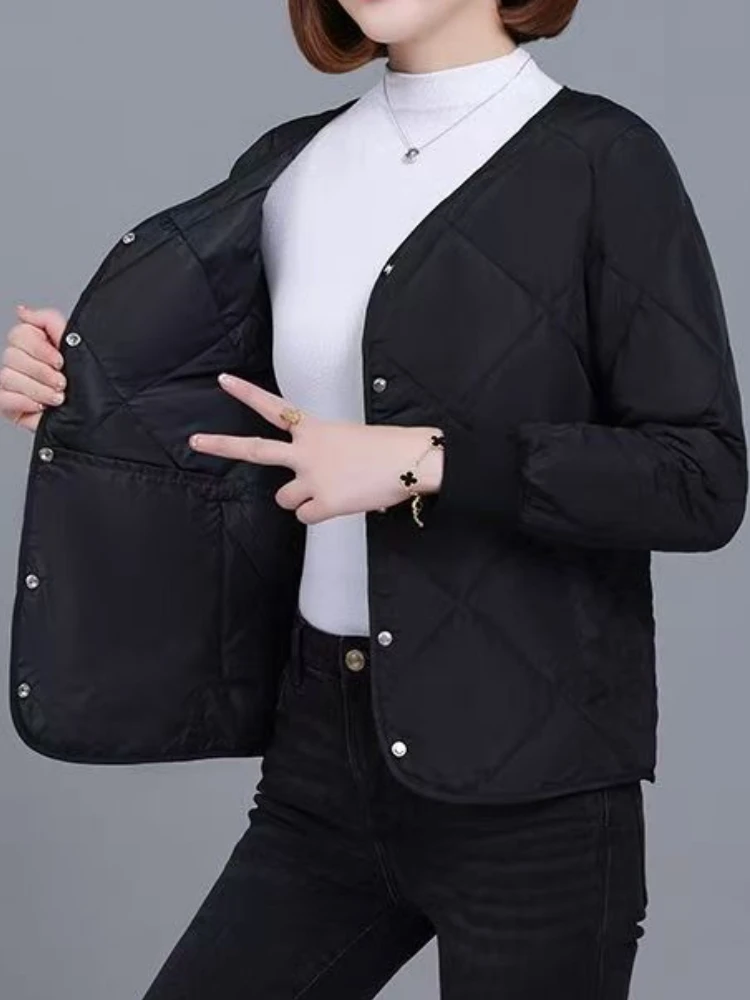 جديد في الشتاء أزياء سترة مبطنة بالقطن للنساء الخريف الكورية تنوعا خفيفة الوزن المعين منقوشة سترة مبطنة بالقطن