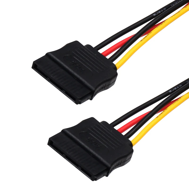 1pc SATA II Hard Disk Power 15Pin SATA Male To 2 Female 15Pin Power HDD Splitter High Quality Y 1 To 2 Extension Cable 20CM