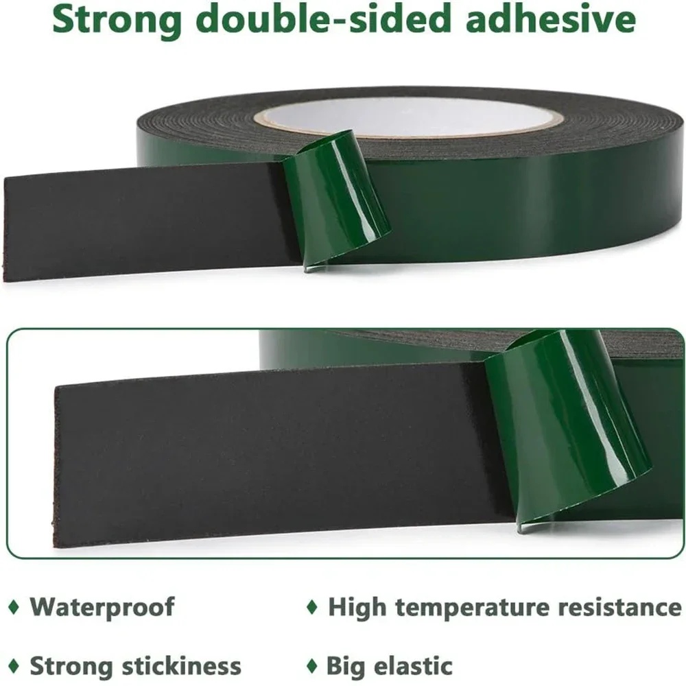 10M 8-50cm Width Double Sided Foam Tape Black PE Sponge Ultra-strong Self-adhesive Waterproof Heavy Duty Mounting Tape for Decor