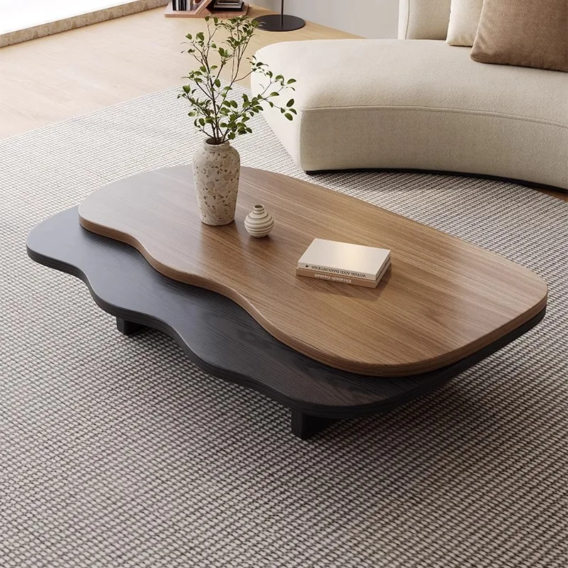

2025 New Modern Simple Double Color Splicing Coffee Table Living Room Solid Wood Coffee Table for Home Use