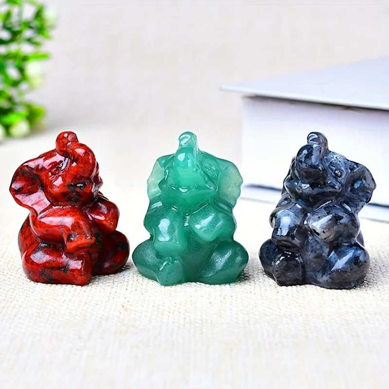 1PC Natural Crystal Carved Elephant 3.5cm/1.38in Unique Raw Stone Jewelry Making Meditation Stone Perfect Crystal Gift