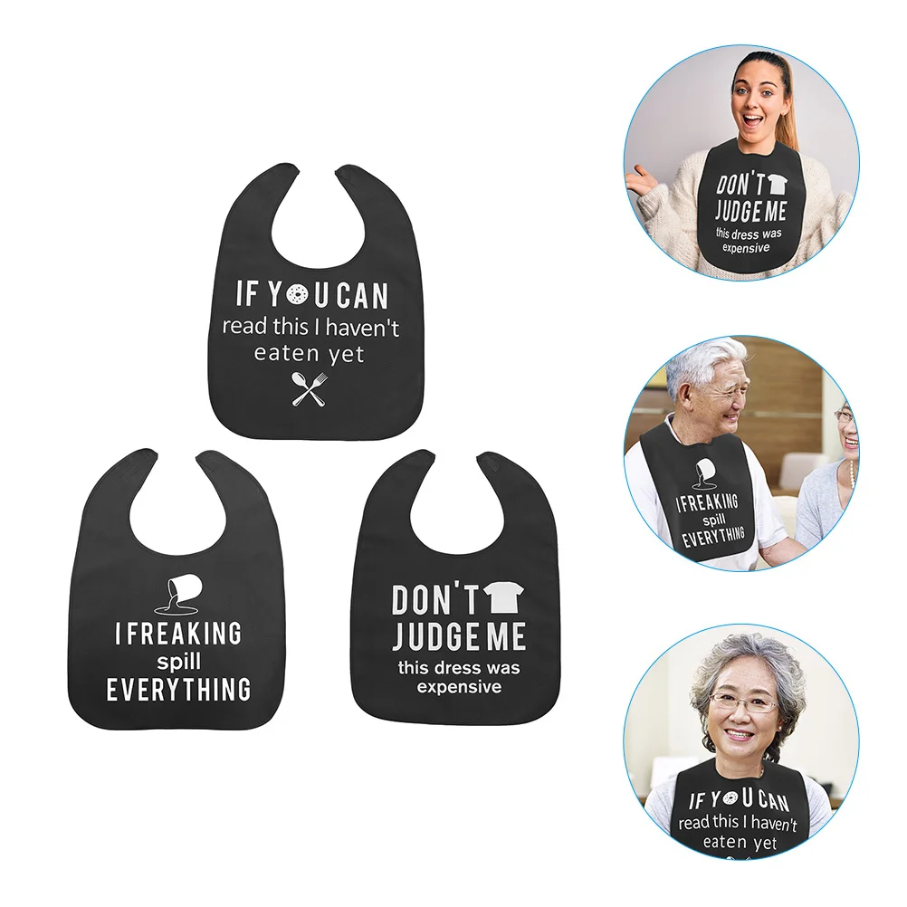 

3pcs Waterproof Adult Bib Adjustable Snap Buckle Reusable Elder Eating Protector Washable Bib For Daily Use Health
