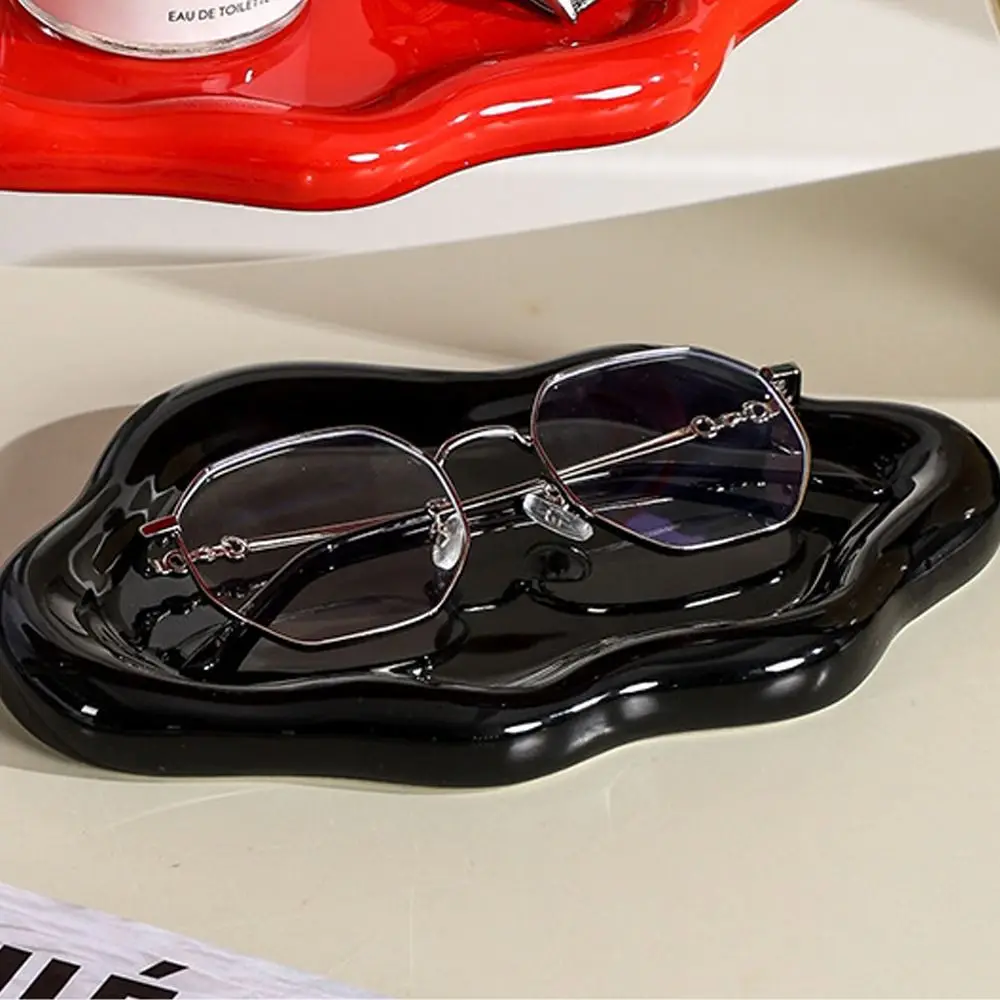 Decorative Holder Ceramic Cloud Jewelry Tray Stylish Plating Trinket Tray Elegant Jewelry Display Dish Key Holder