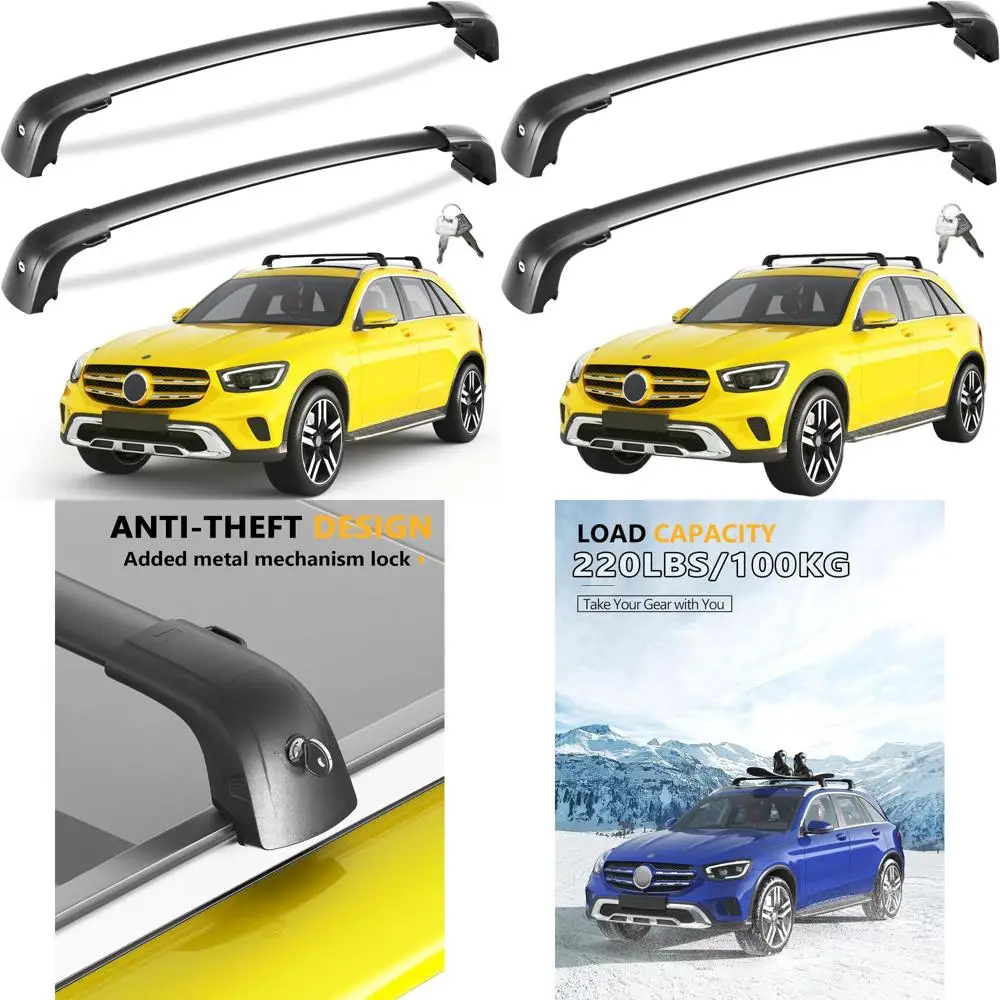 

Heavy-Duty Aluminum Roof Rack Cross Bars for 2016-2022 Mercedes-Benz GLC with Lockable Feature and Flush Side Rails, Suitable fo