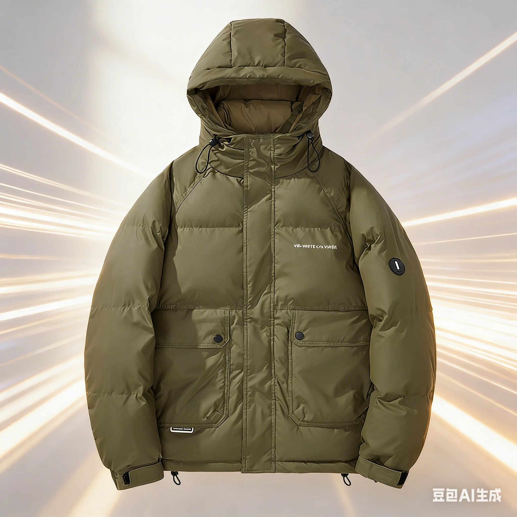 2024 Hooded short down jacket, men's tooling solid color down jacket white duck down warm casual coat