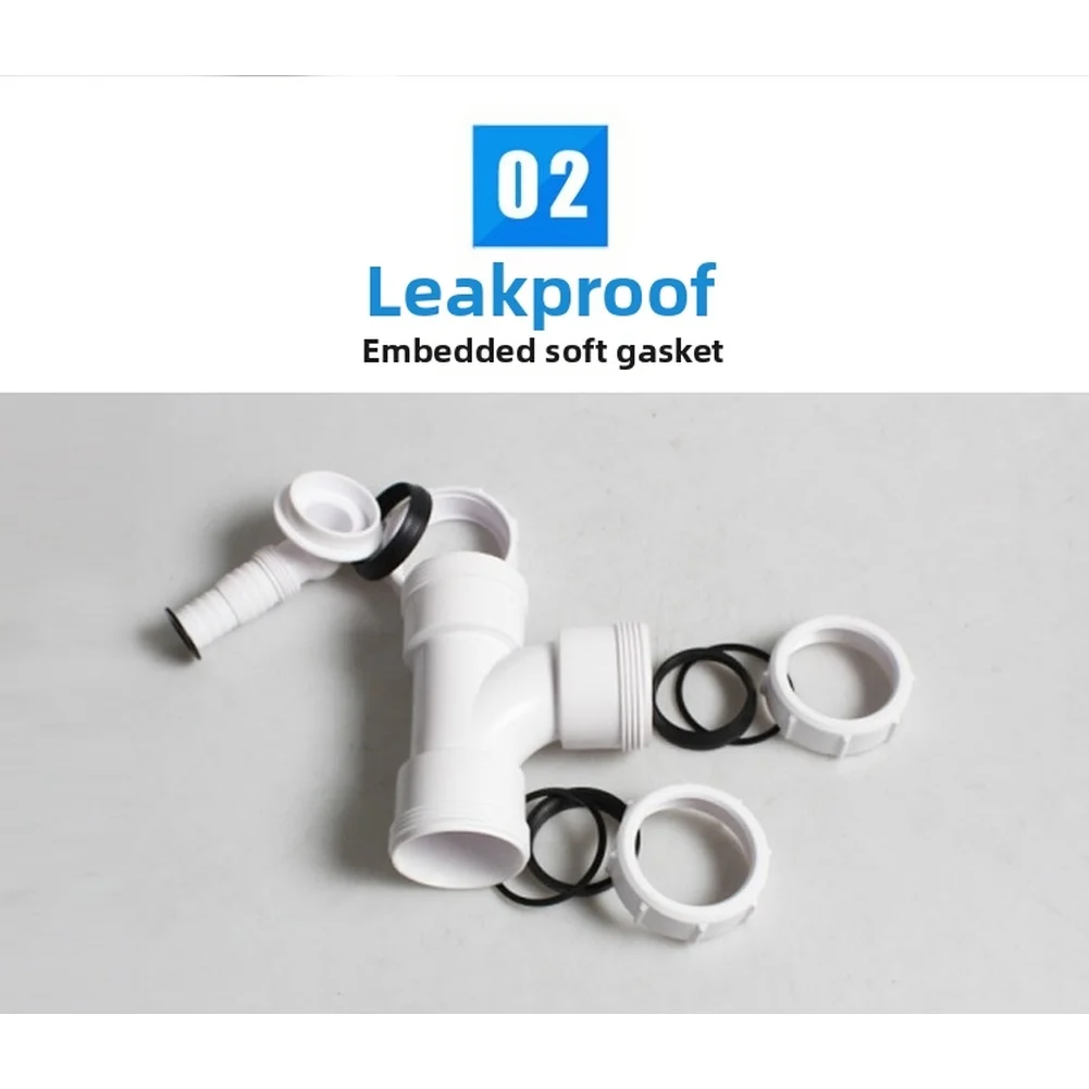 40mm PVC Tee Connector For Drainage Pipe Extension Leakproof White PP Fitting With Gasket For Home Improvement Plumbing Repair