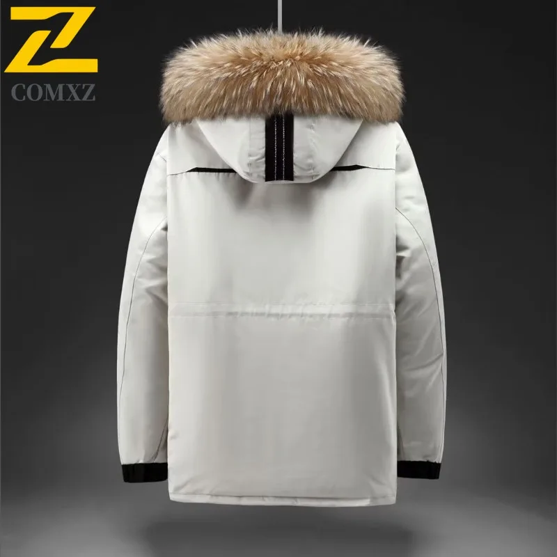 COMXZ Men's Down Jacket Detachable Hood Casual Style Street Look Warm Travel Trip Puffer Jacket Fashion Design Winter Jackets