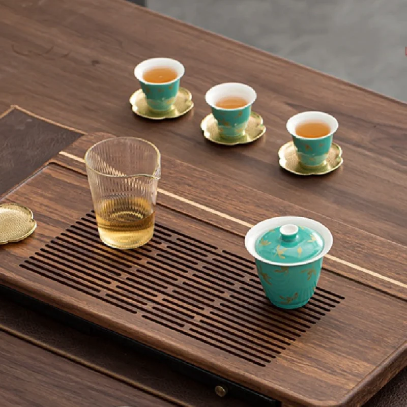 Japanese Style Tea Tray Bamboo Drainage Water Dry Bubble Eco Friendly Storage Tea Tray  Plateau Bois Table Teaware