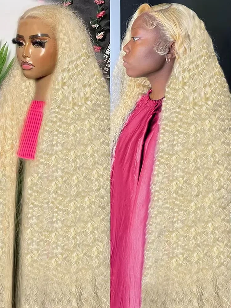 

613 Blonde Deep Wave Human Hair Wig 13x6 Transparent HD Lace Frontal Wig 250 Density Colored Curly Human Hair Wigs For Women