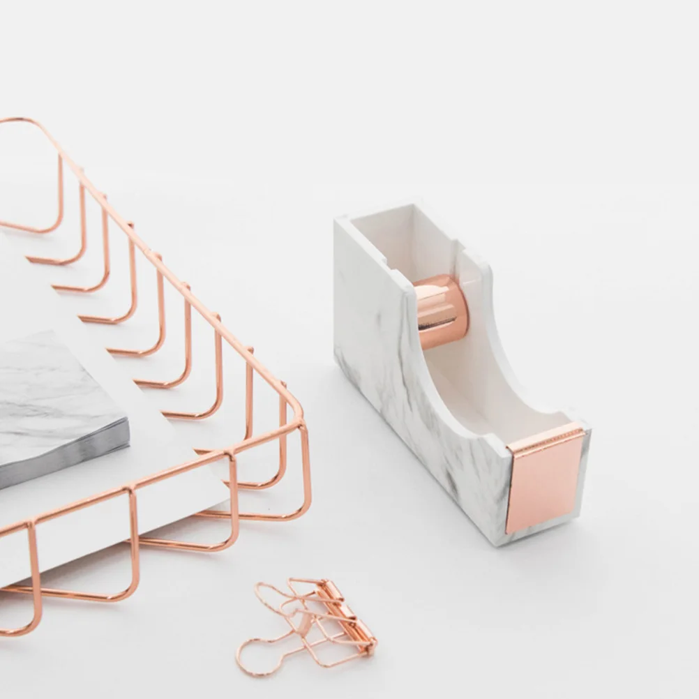 

Marble Tape Holder Rose Gold Washi Dispenser Office Desk Supplies ABS For Use Sticky Packaging