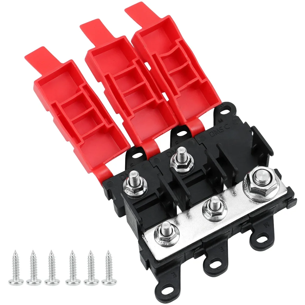 

High Current 200A Fork Bolt Fuse Holder 1 Inlet 2 Outlets for Automotive Marine and Audio Equipment Voltage 12 to 24
