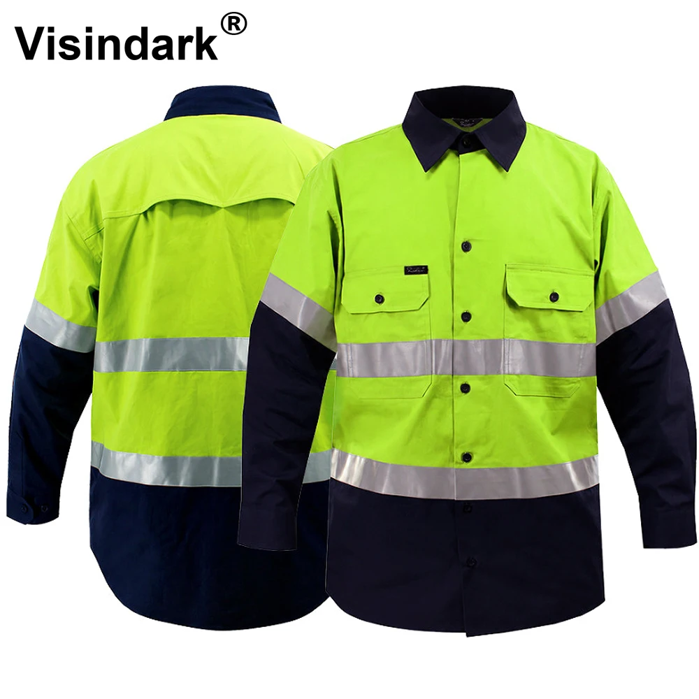 High Visibility Reflective Shirt Safety Shirt With Reflective Strips Construction Workwear Safety Reflective Shirt