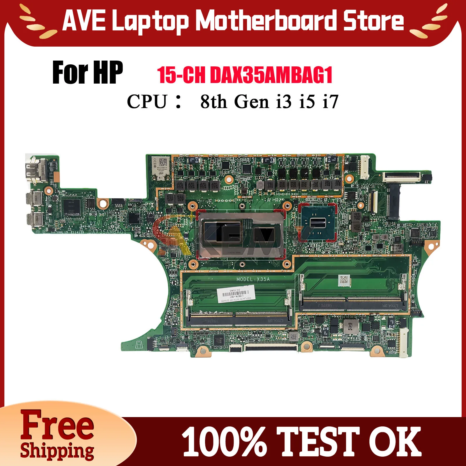 

DAX35AMBAG1 Laptop Motherboard For HP Spectre 15-CH With i7 CPU DDR4 L15574-601 L15574-001 100% Fully Tested