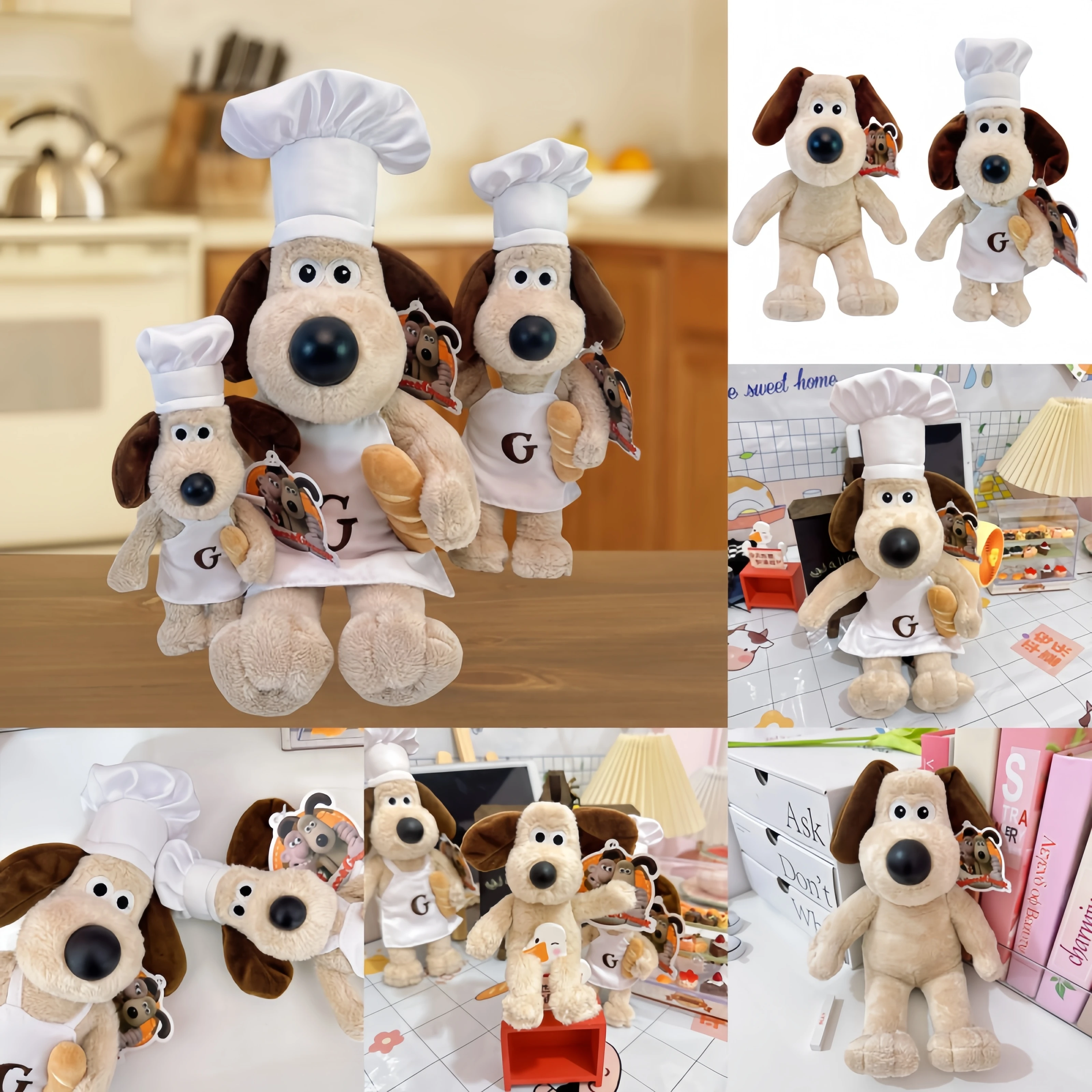

Gromit Plush Wallace Toys Chef Style Anime Puppy Stuffed Dolls Kawaii Room Decor Dog Toy Collection Kids Birthday Xmas Gift