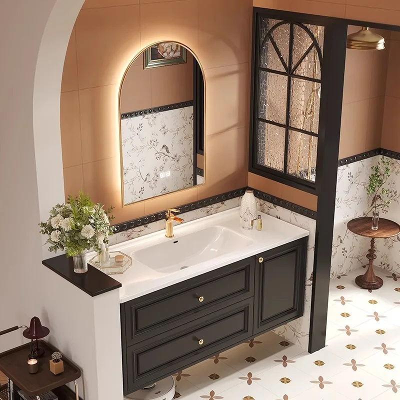 Waterproof Storage Bathroom Cabinet Luxury Antique Wall Mounted Organization Cabinet Sink Mirror Armoir Salle De Bain Furniture