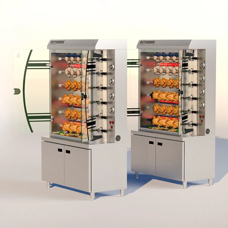 Commercial Rotisserie Roaster, Auto‑Rotate Gas Electric Oven for Orleans Chicken Duck Poultry Roasting, Outdoor Applicable