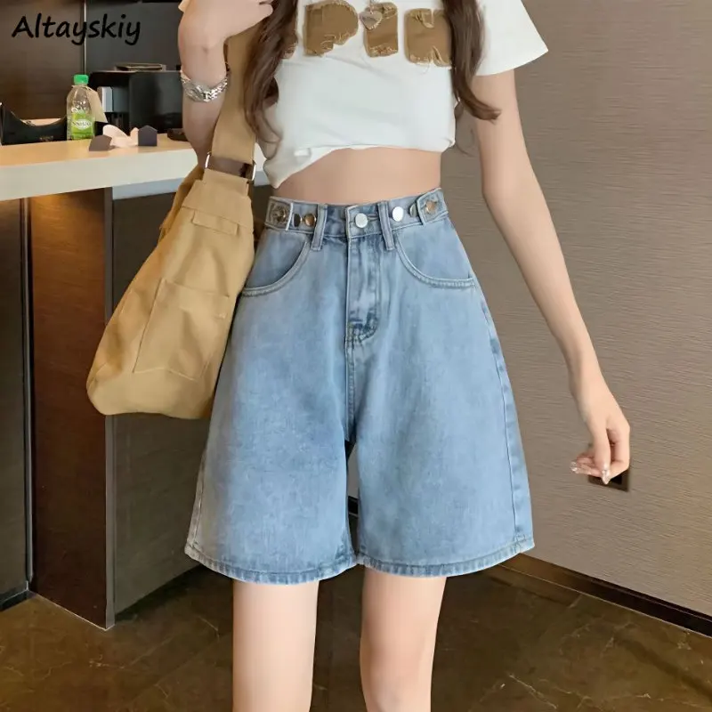 S-5XL Summer High Waist Shorts Women Trendy Korean Denim Simple Baggy All-match Students Classic Hotsweet Sexy Leisure Comfort