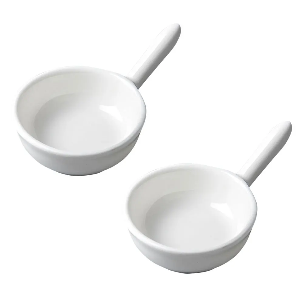 

2Pcs Mini Condiment Dishes Premium Porcelain Sauce Bowls for Home Restaurant Hotel Use Light Portable Handle Design Multi