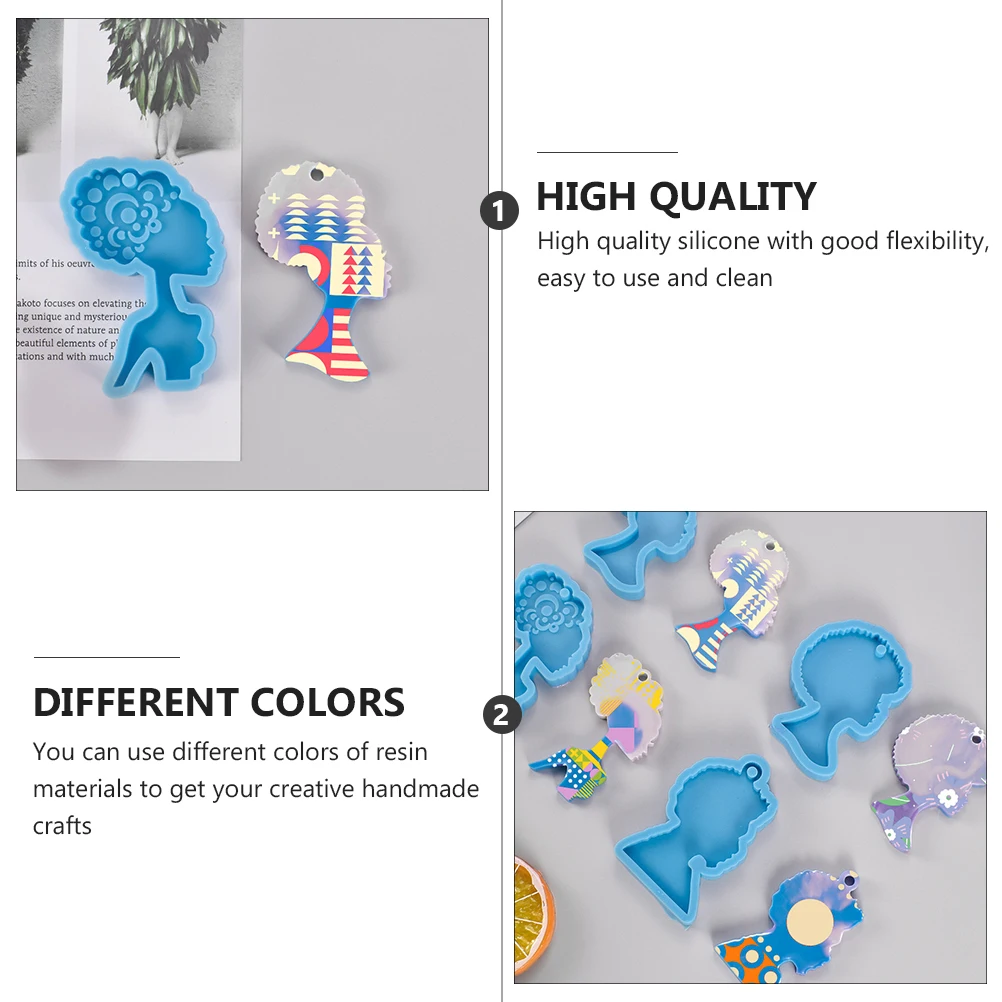 

4Pcs Keychain Pendant Molds Silicone Resin Casting Moulds Stylish Design Safe Durable Flexible Easy Clean DIY Jewelry