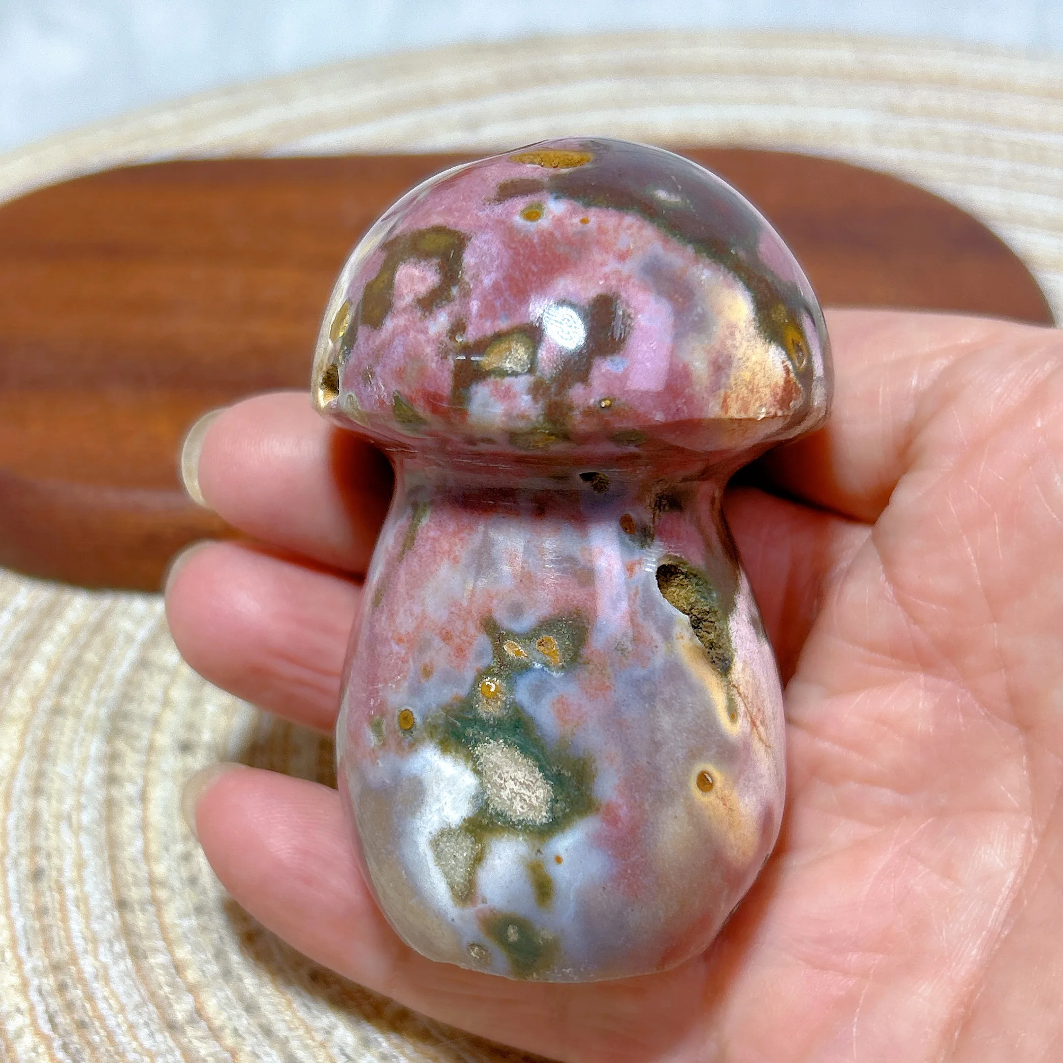 

Natura Crystals Ocean Jasper Druzy Mushroom Polished Home Decorations Energy Healing Ore Ornament Room Decor Gift