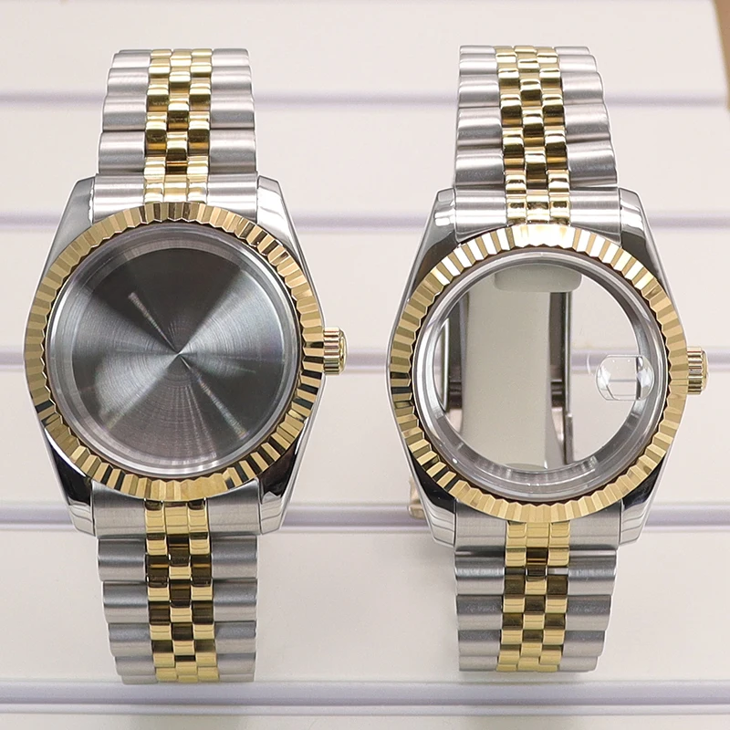 Obudowa zegarka 36mm/40mm dwukolorowa złota, bransoleta 5-ogniwowa do Seiko NH35 NH36 NH38 NH34 Miyota8215 Mechanizm 28.5mm Tarcza Oyster Datejust