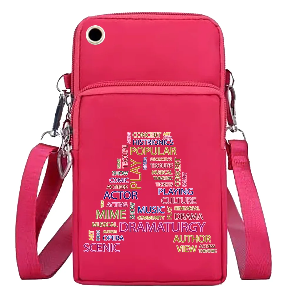 Unisex Mobile Phone Bag Shoulder Bags Wallets for Apple/Huawei/Xiaomi/Samsung Cell Phone Packet Text 26 Letter Series Wrist Pack
