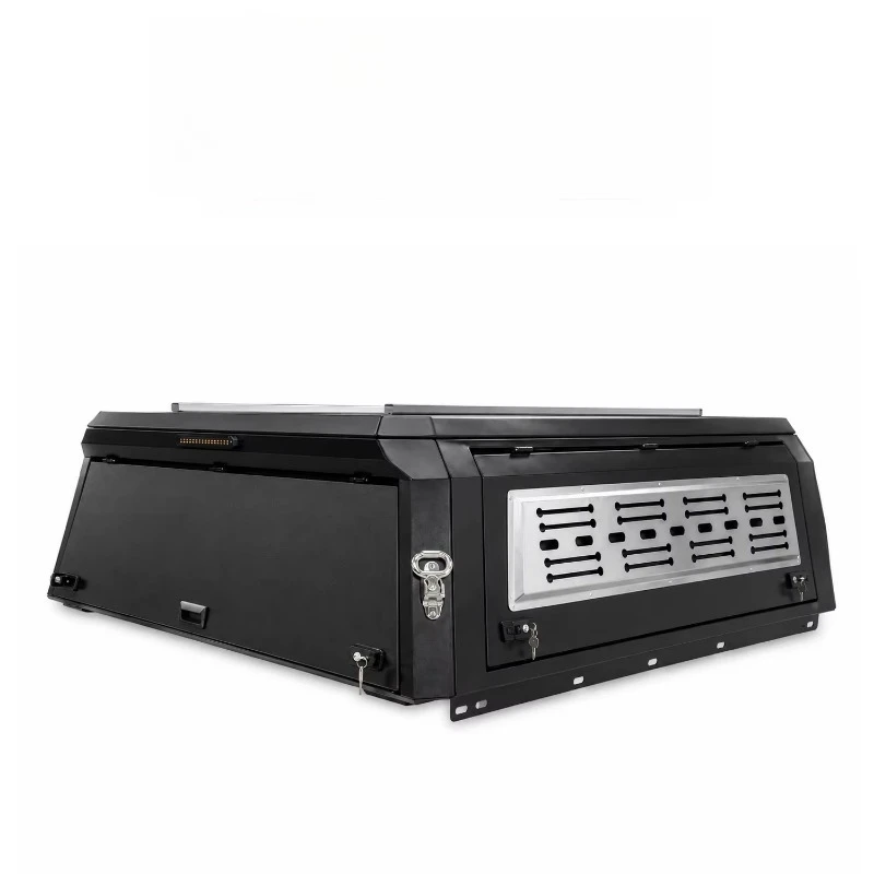 Aluminum Pickup Canopy Topper with Rear Wing Spoiler Side Trim Panel Waterproof Design